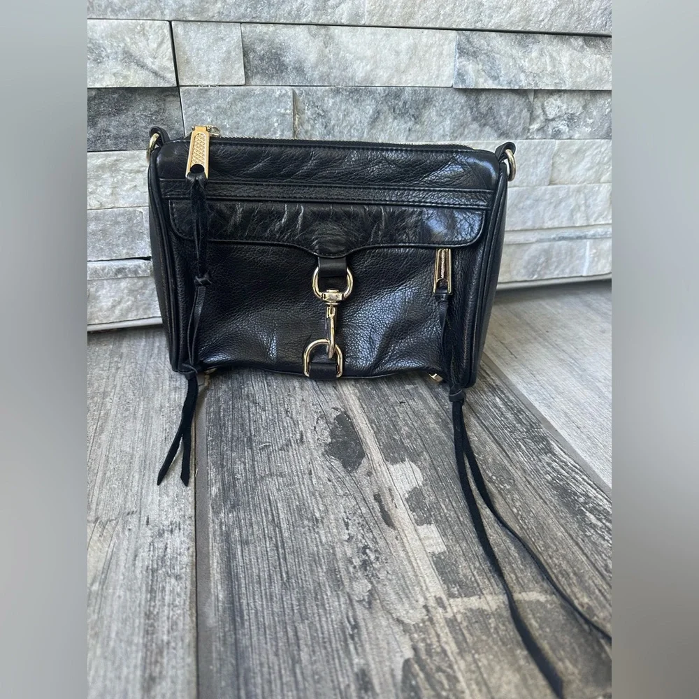 Rebecca Minkoff MAC Leather Black and Gold Handbag ONLY - Picture 4 of 17